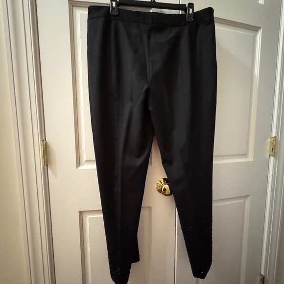 Talbots Sequined Marzotto Wool Blend Signature Ankle Pants 12 Black Beaded - Picture 2 of 6